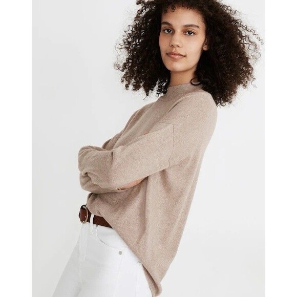 Madewell Ashbury Merino Wool / Alpaca Blend Mock Neck Sweater in Hthr Hazelwood - Picture 1 of 11